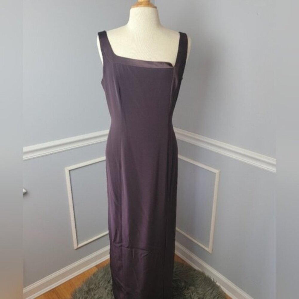 JONES NEW YORK EVENING Plum Asymmetric Neck Sheath Formal Prom Cocktail Dress 12